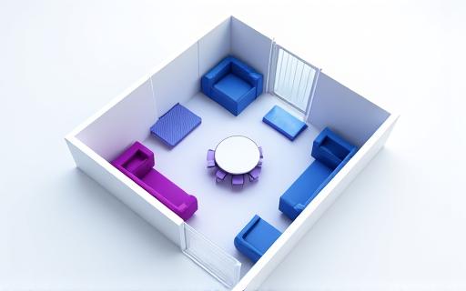 Diagram showing central furniture layout in a small living room