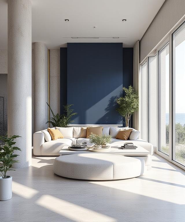 Modern apartment with classical Greek architectural details